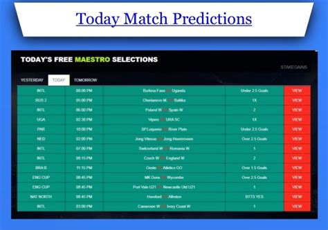 all matches today prediction